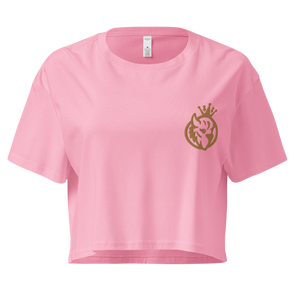 QUEEN'S CITY Logo Women’s Embroidered Crop Top (Pink with Gold)