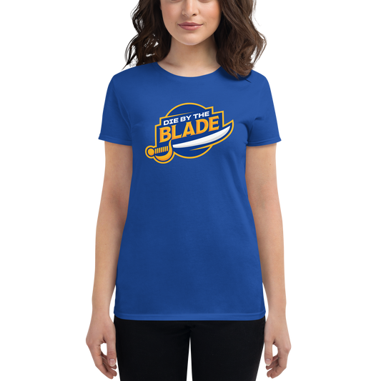 Die By the Blade - Ladies logo tee (Blue and Gold)