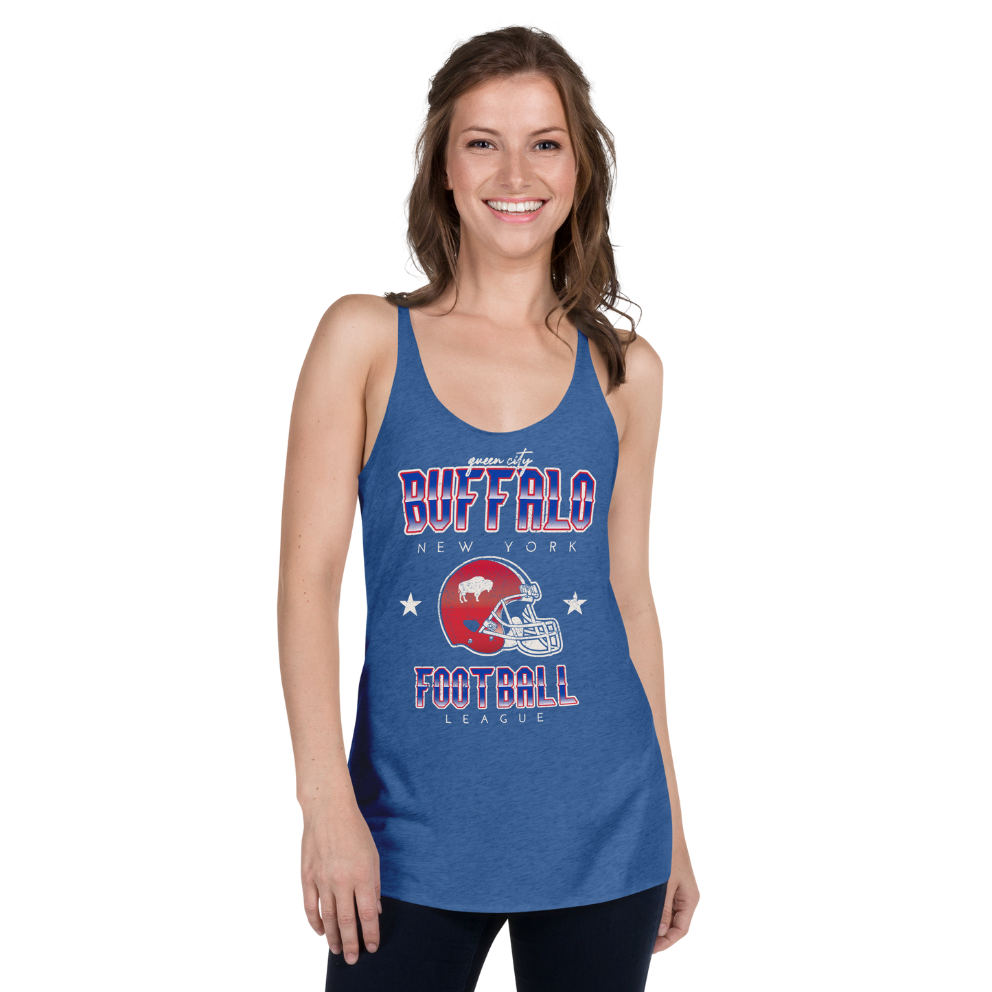 QUEEN'S CITY Vintage Buffalo Football Women's Racerback Tank