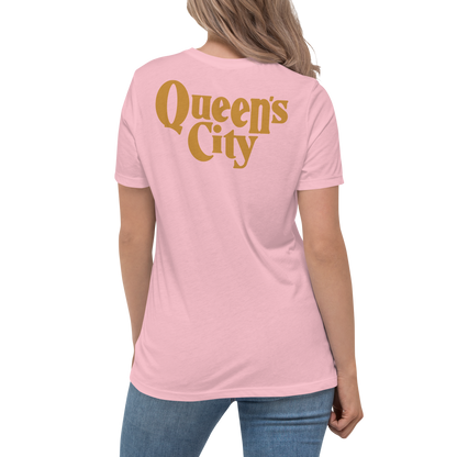 QUEEN'S CITY Logo Women's Relaxed Embroidered T-Shirt