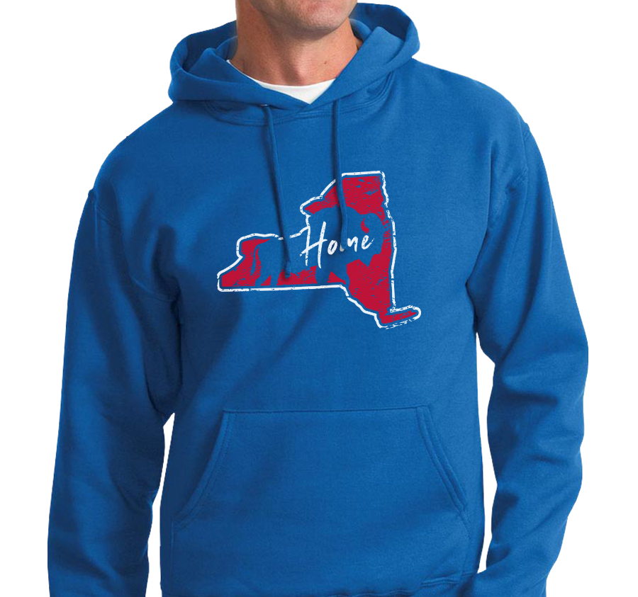 Sweatshirt Hoody, Red on Royal (50% cotton, 50% polyester)