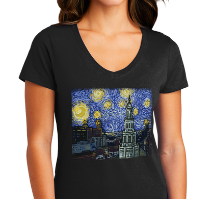 Ladies V-Neck, Black (100% cotton)