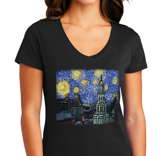 Ladies V-Neck, Black (100% cotton)