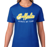 Ladies T-Shirt, Gold on Royal (100% cotton)