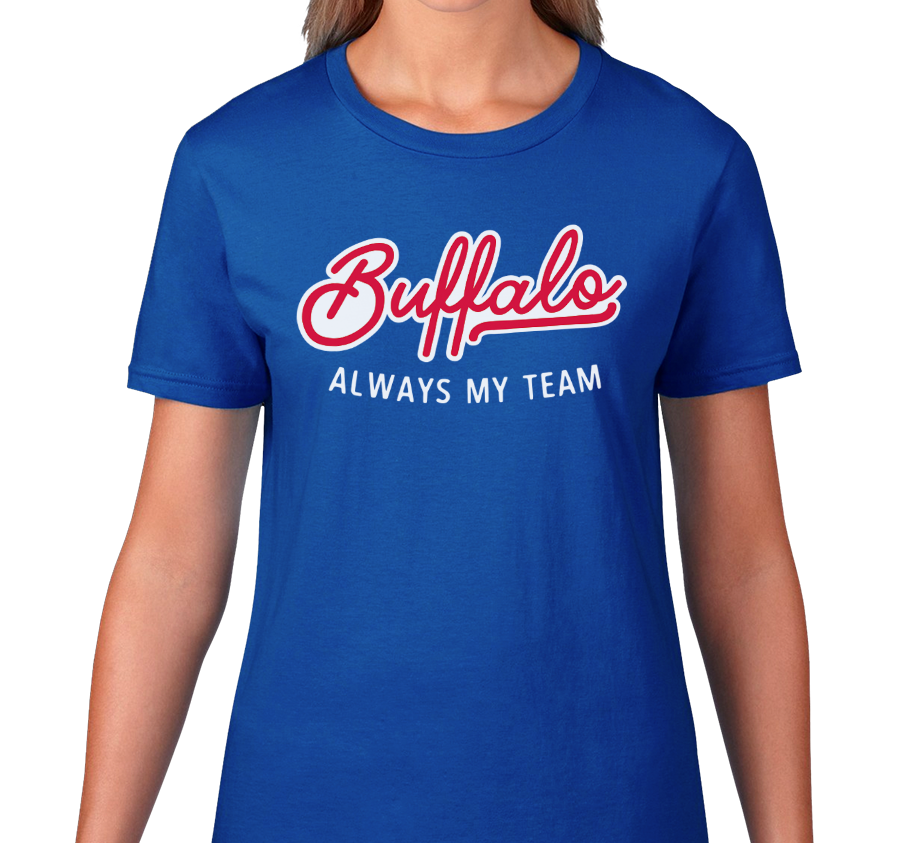 Ladies T-Shirt, Red on Royal (100% cotton)