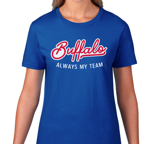 Ladies T-Shirt, Red on Royal (100% cotton)