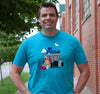 Unisex T-Shirt, Bondi Blue (60% cotton, 40% polyester) Modeled by former Buffalo beat reporter and fan favorite Mike Rodak