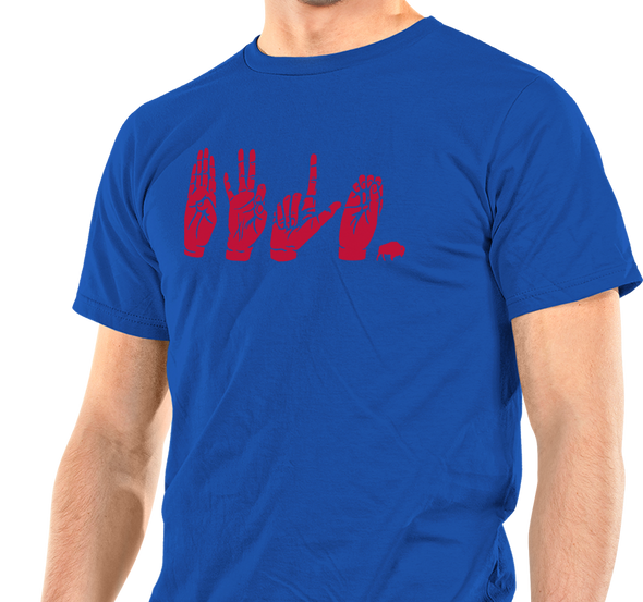 Unisex T-Shirt, Red on Royal (100% cotton)