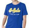 Youth T-Shirt, Gold on Royal (100% cotton)