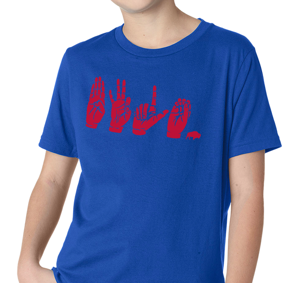 Youth T-Shirt, Red on Royal (100% cotton)