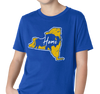 Youth T-Shirt, Gold on Royal (100% cotton)