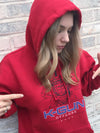 Sweatshirt Hoody, Red (50% cotton, 50% polyester) Modeled by Erin Kelly