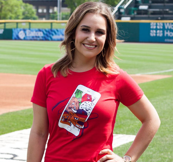 Ladies T-Shirt, Red (100% cotton) Modeled by Heather Prusak