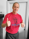 Unisex T-Shirt, Heather Red (60% cotton, 40% polyester) Modeled by Jim Kelly