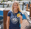 Ladies T-Shirt, Heather Navy (60% cotton, 40% polyester) Modeled by Emily Pfalzer, Olympic Gold Medalist and WNY native