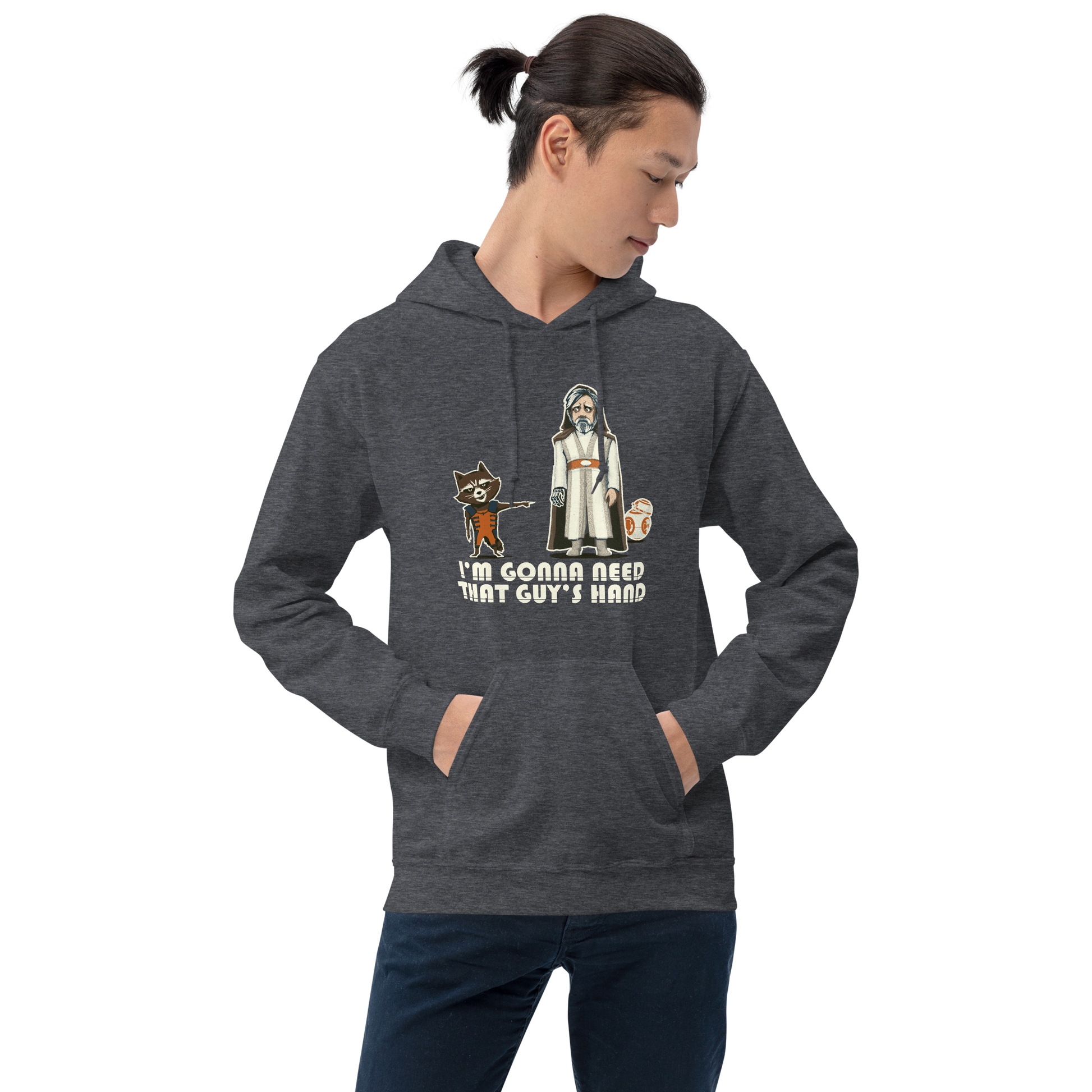 Unisex Sweatshirt Hoody, Dark Heather (50% cotton, 50% polyester)