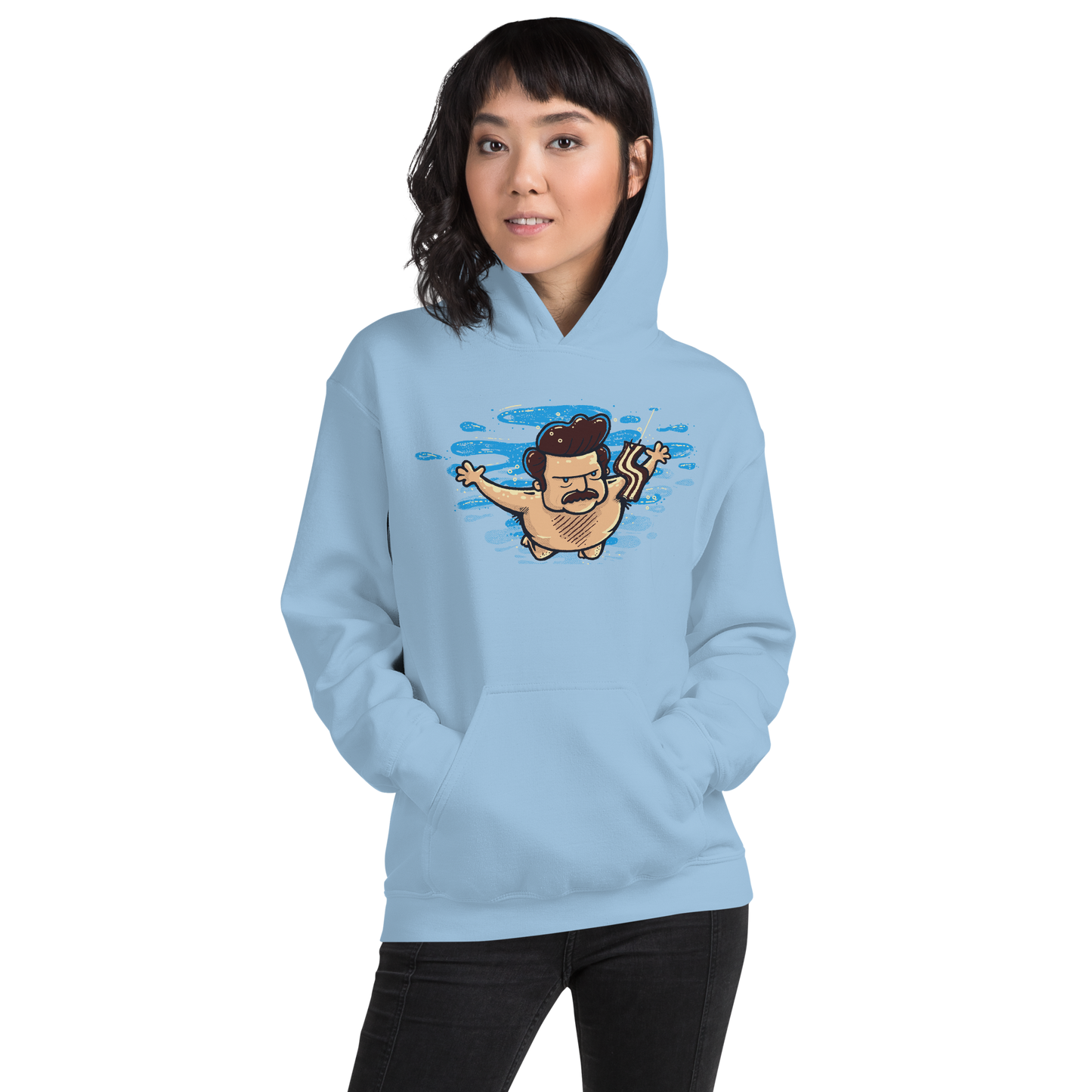 Unisex Sweatshirt Hoody, Light Blue (50% cotton, 50% polyester)