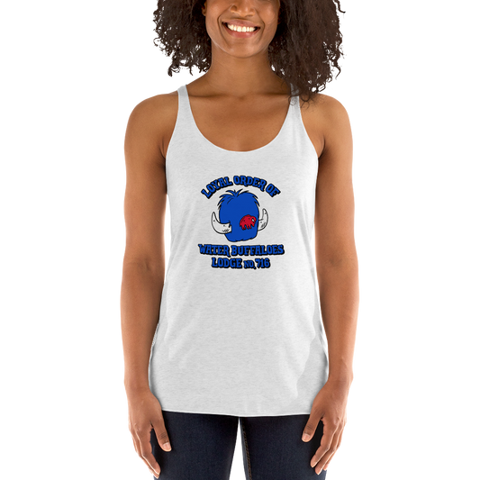 Ladies Racerback Tank, Heather White (50% polyester, 25% cotton, 25% rayon)